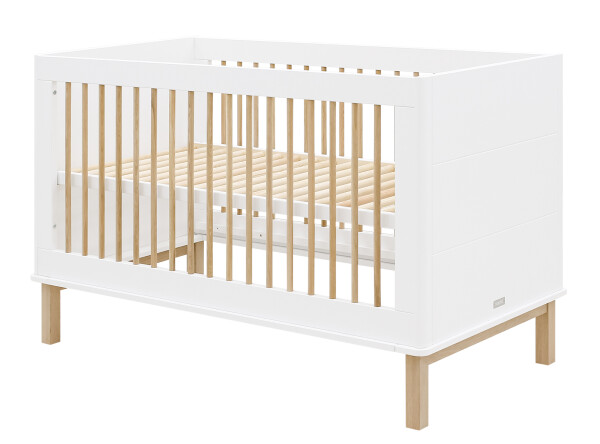 Mika 3 piece nursery furniture set with bench bed White/Oak