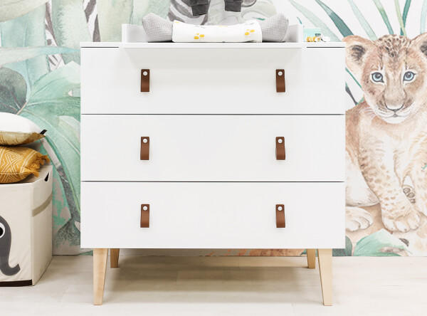 Dresser with 3 drawers Indy White/Natural