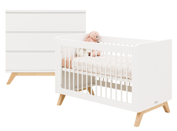 Lynn 2-pieza baby room sin tiradores Blanco/Natural
