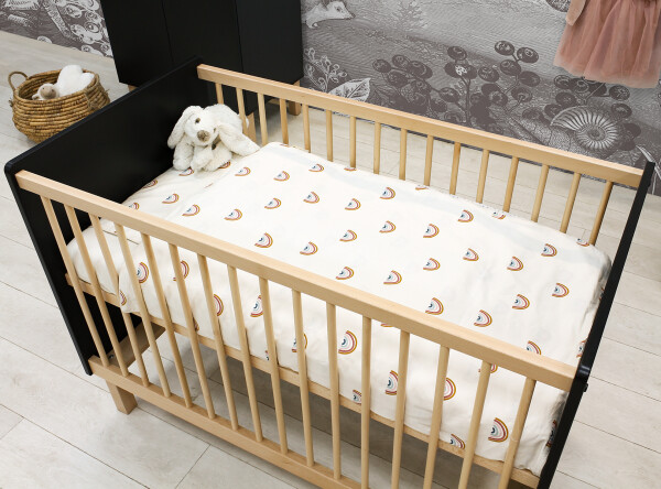 Bett 60x120 Floris Mattschwarz/Natur
