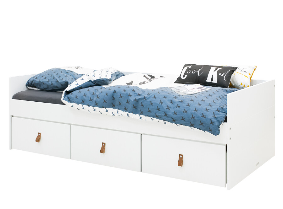 Bopita Tagesbett 90x200 mit 3 Schubladen Indy Weiß/Natur