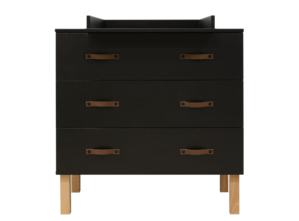 Dresser with 3 drawers Floris Matt Black/Natural