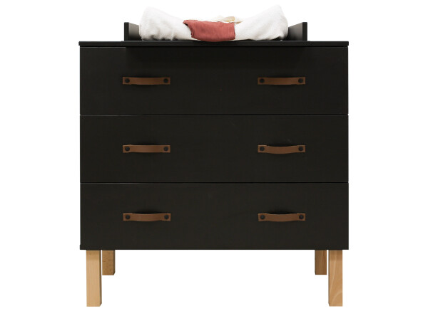 Dresser with 3 drawers Floris Matt Black/Natural