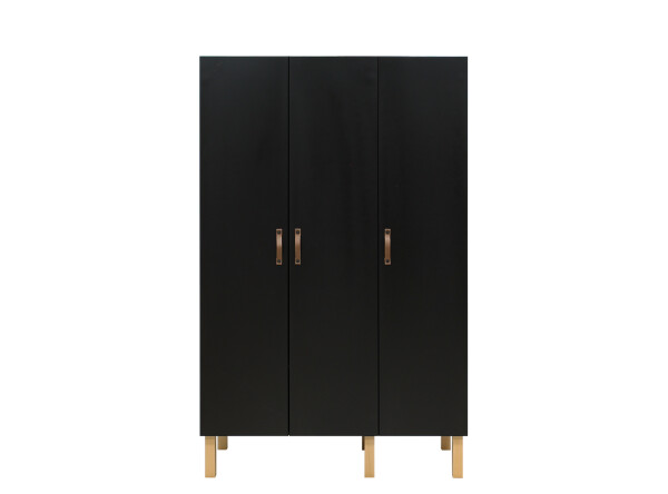 3-door wardrobe Floris Matt Black/Natural