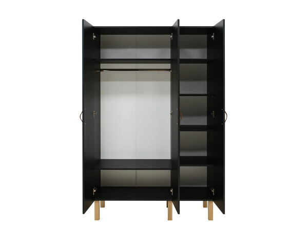 3-door wardrobe Floris Matt Black/Natural