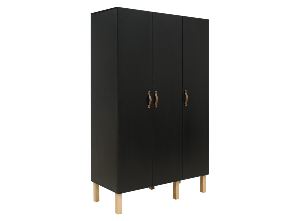 3-door wardrobe Floris Matt Black/Natural