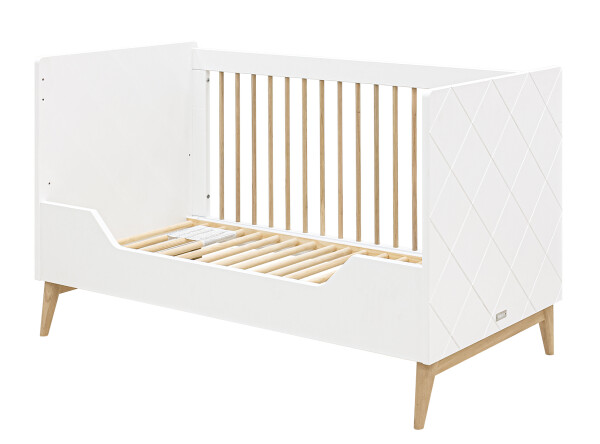 Gitterbett 70x140 umbaubar Paris Weiß/Eiche
