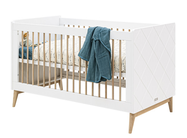 Gitterbett 70x140 umbaubar Paris Weiß/Eiche