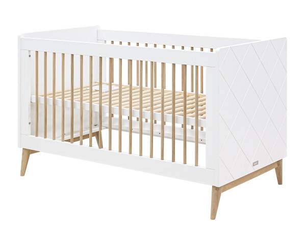 Gitterbett 70x140 umbaubar Paris Weiß/Eiche