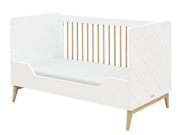 Gitterbett 70x140 umbaubar Paris Weiß/Eiche