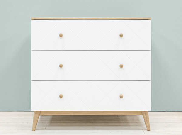 Dresser with 3 drawers Paris White/Oak
