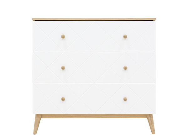 Commode met 3 laden Paris Wit/Eiken