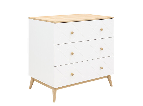 Commode met 3 laden Paris Wit/Eiken
