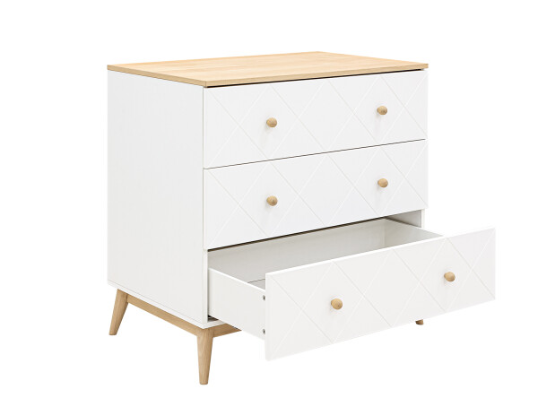 Commode met 3 laden Paris Wit/Eiken