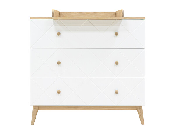 Commode met 3 laden Paris Wit/Eiken