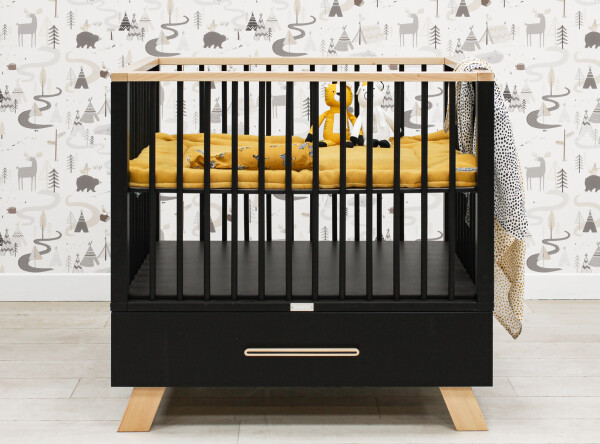 Playpen with drawer Lisa Matt Black/Natural