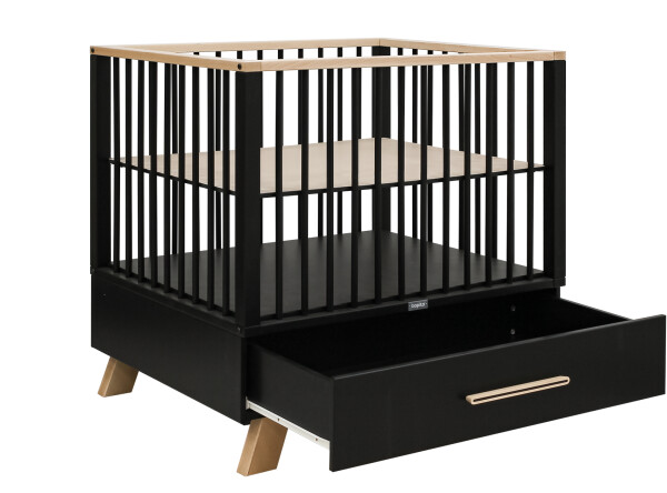 Box met lade Lisa Mat Zwart/Naturel