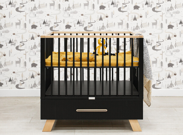 Box met lade Lisa Mat Zwart/Naturel
