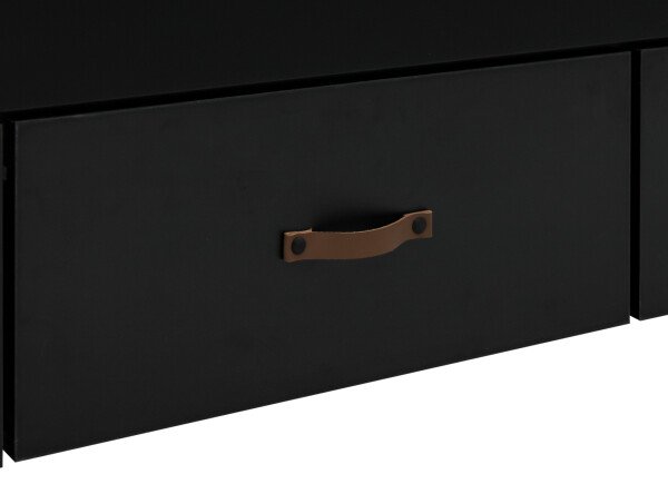 Bench bed 90x200 with 3 drawers Floris Matt Black/Natural (excl. bottom)