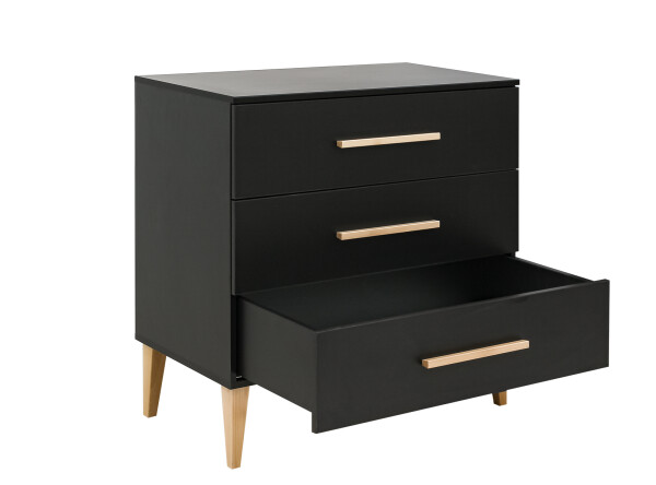 Dresser with 3 drawer Lena Matt Black/Natural