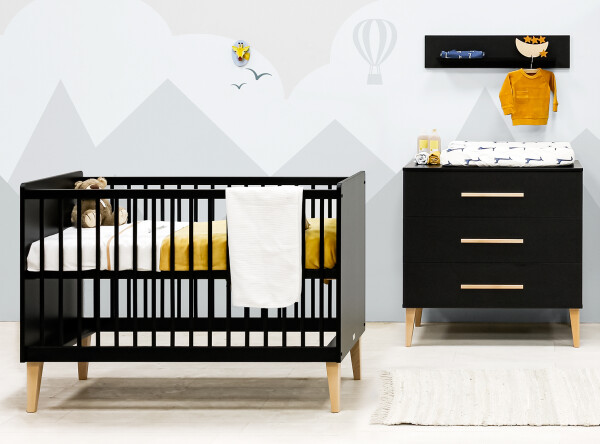 Lena 2-delige babykamer Mat Zwart/Naturel