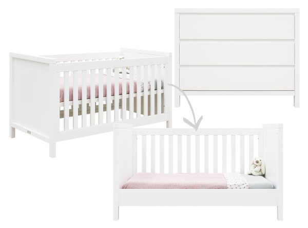 Set 2-teilig Corsica mit Gitterbett 70x140 Weiß