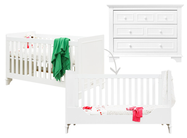 2-Pieza pack Charlotte con cuna 70x140 convertible Blanco 2-Pieza pack Charlotte con cuna 70x140 convertible Blanco