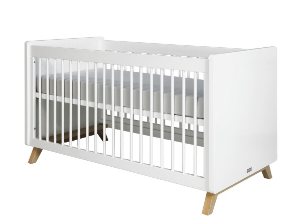 Lynn 2 piece nursery furniture set gripless with bench bed White/Naturel