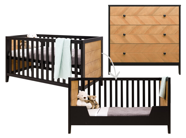 3-Pieza pack Job con cuna 70x140 convertible Vintage Honey 3-Pieza pack Job con cuna 70x140 convertible Vintage Honey