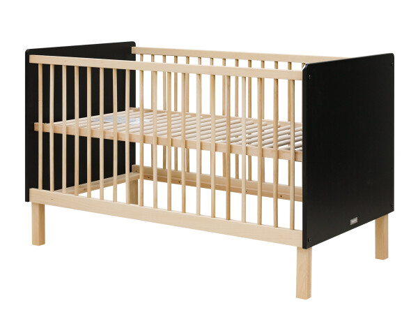 Floris 2 piece nursery furniture set with cot bed Matt Black/Natural