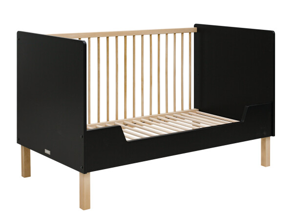 Floris 2 piece nursery furniture set with cot bed Matt Black/Natural