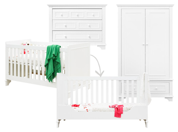 3-Pieza pack Charlotte con cuna 70x140 convertible Blanco 3-Pieza pack Charlotte con cuna 70x140 convertible Blanco