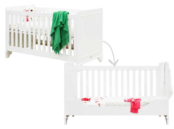 Charlotte 3 piece nursery furniture set with bench bed White