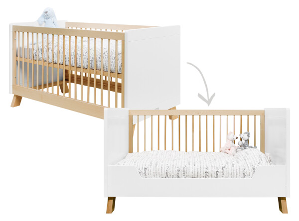 Lisa 3 piece nursery furniture set with cot bed White/Natural
