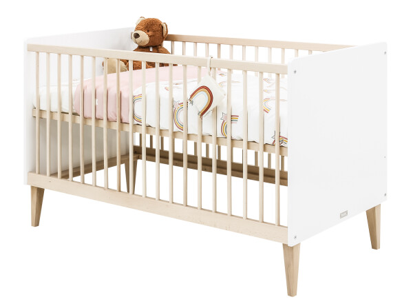 Indy 3 piece nursery furniture set with cot bed White/Natural