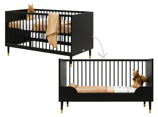 Cloë 3 piece nursery furniture set with cot bed Matt Black