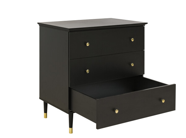 Cloë 3 piece nursery furniture set with bench bed Matt Black