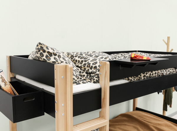 Bunkbed 90x200 Lucas Mat Black/Natural