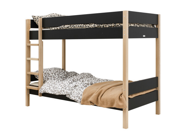 Bunkbed 90x200 Lucas Mat Black/Natural