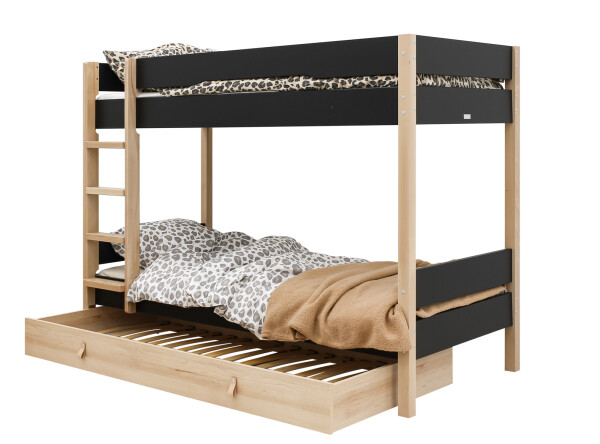 Bunkbed 90x200 Lucas Mat Black/Natural