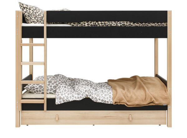 Bunkbed 90x200 Lucas Mat Black/Natural
