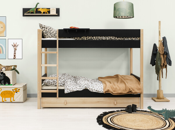 Bunkbed 90x200 Lucas Mat Black/Natural