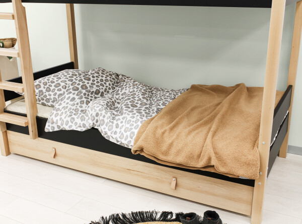 Bunkbed 90x200 Lucas Mat Black/Natural