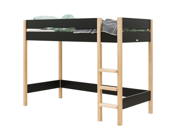 Lit mezzanine 90x200 Lucas Noir Mat/Naturel