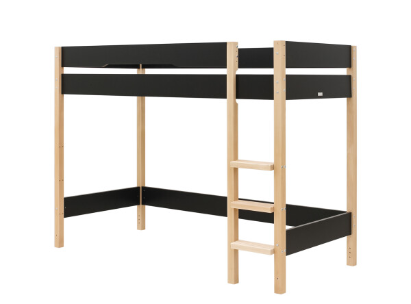 Lit mezzanine 90x200 Lucas Noir Mat/Naturel