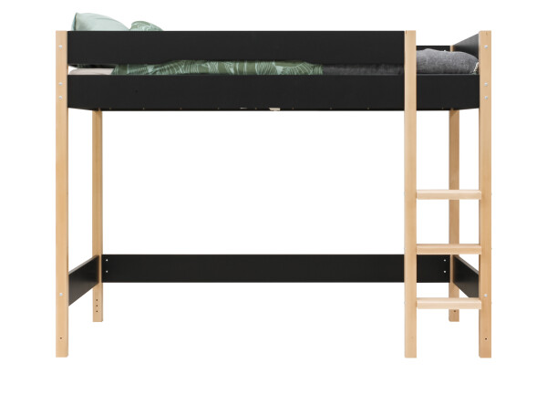 Lit mezzanine 90x200 Lucas Noir Mat/Naturel