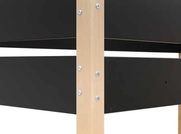 Lit mezzanine 90x200 Lucas Noir Mat/Naturel