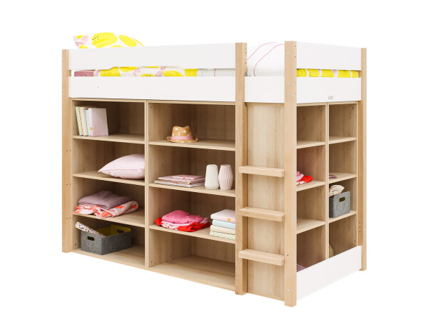 High sleeper 90x200 Lucas White/Natural