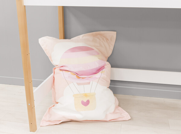 High sleeper 90x200 Lucas White/Natural