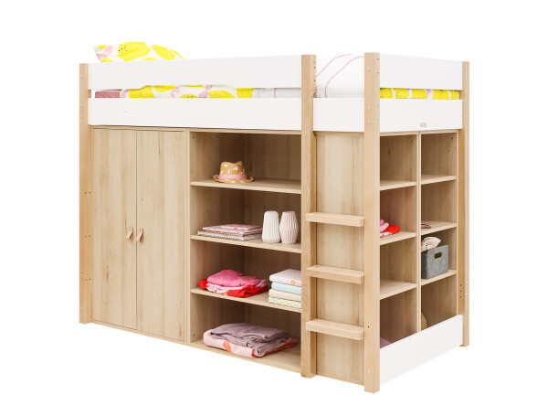 High sleeper 90x200 Lucas White/Natural